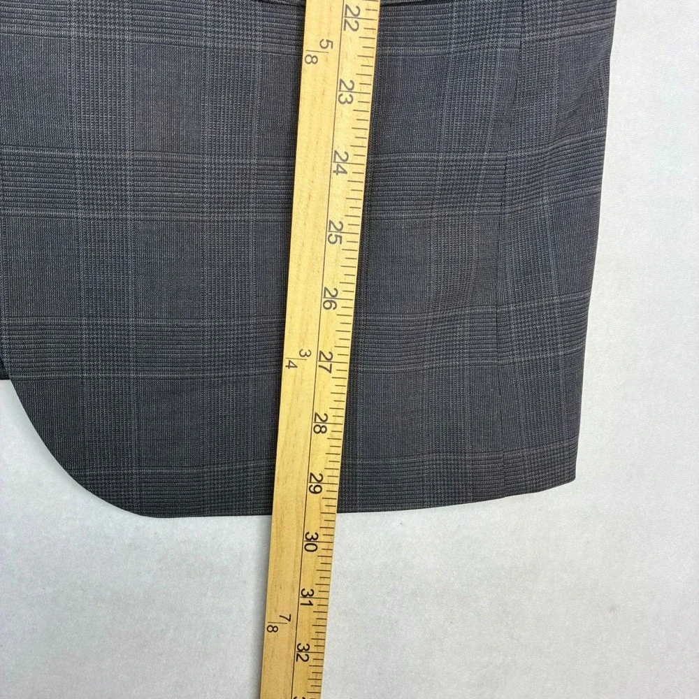 Theory Wellar HC Cobourg Blazer Mens 38R Grey Glen Plaid Wool Stretch Sport Coat